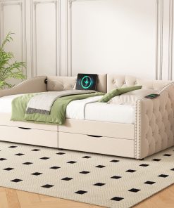 Upholstered Daybed With Storage Drawers