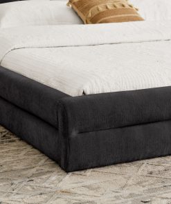 King Size Upholstered Bed Frame with Thick Fabric