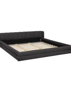 King Size Upholstered Bed Frame with Thick Fabric