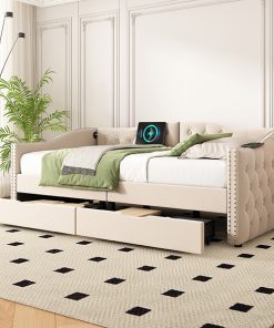 Upholstered Daybed With Storage Drawers