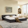 King Size Upholstered Bed Frame with Thick Fabric