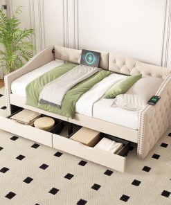 Upholstered Daybed With Storage Drawers