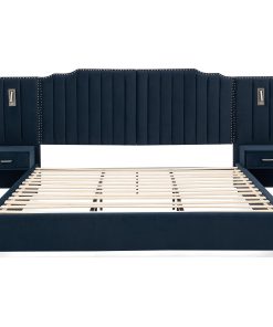 King Size Upholstered Bed Frame with Velvet Fabric