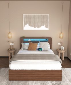 Queen Size Farmhouse Platform Bed Frame