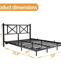 Full Size Floating Bed Frame with Headboard and Storage