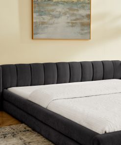 King Size Upholstered Bed Frame with Thick Fabric