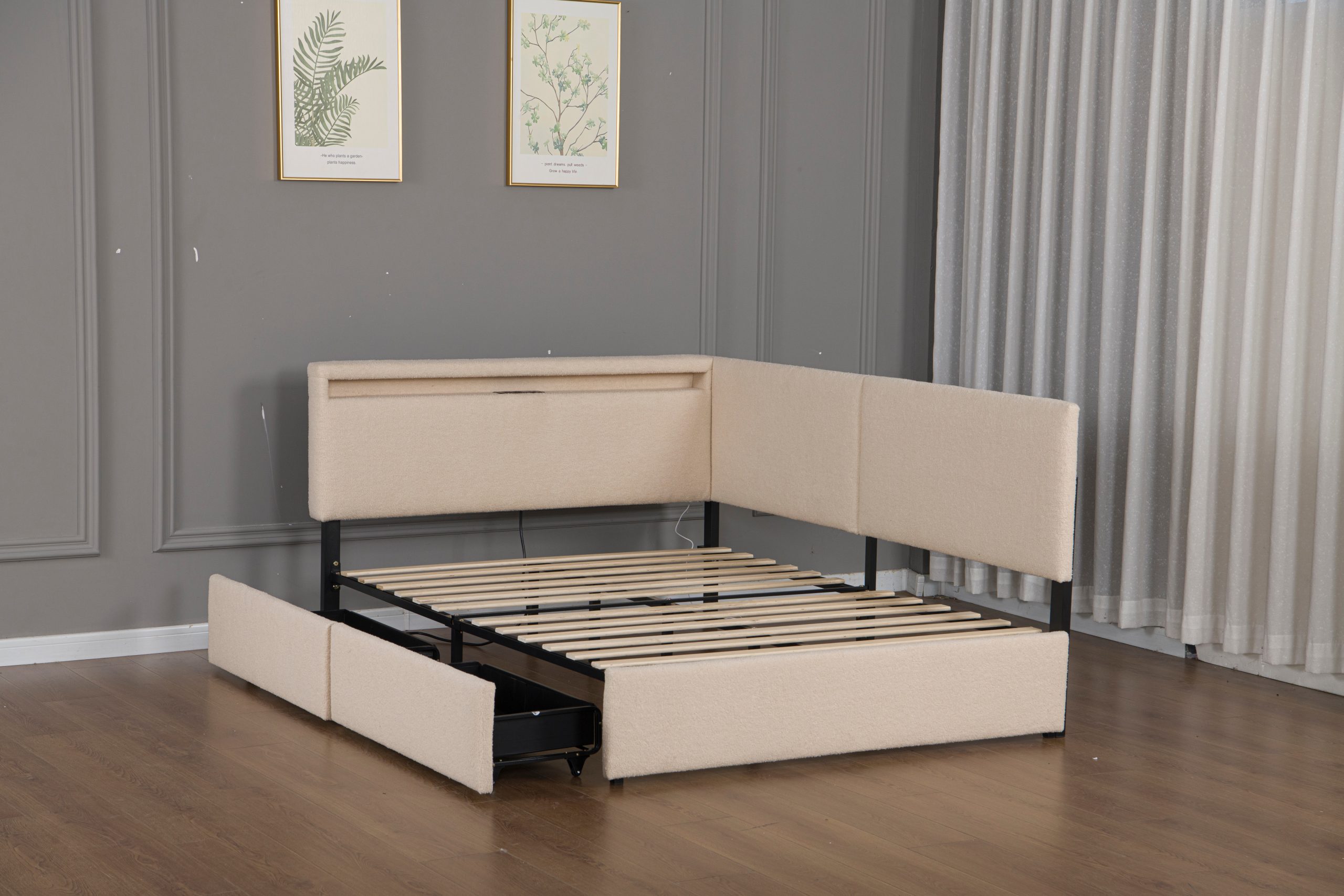 Twin Size Boucle Bed Frame