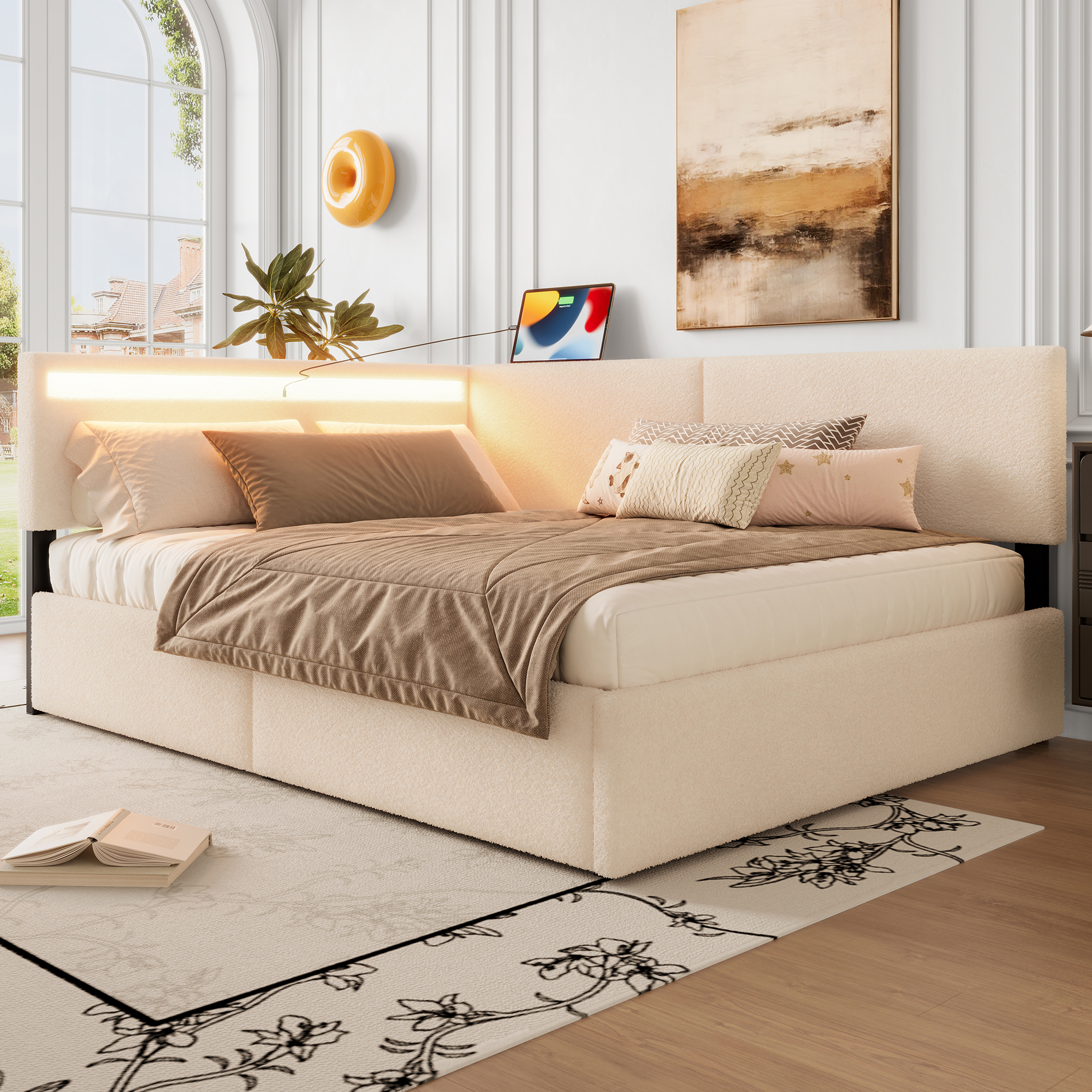 Twin Size Boucle Bed Frame