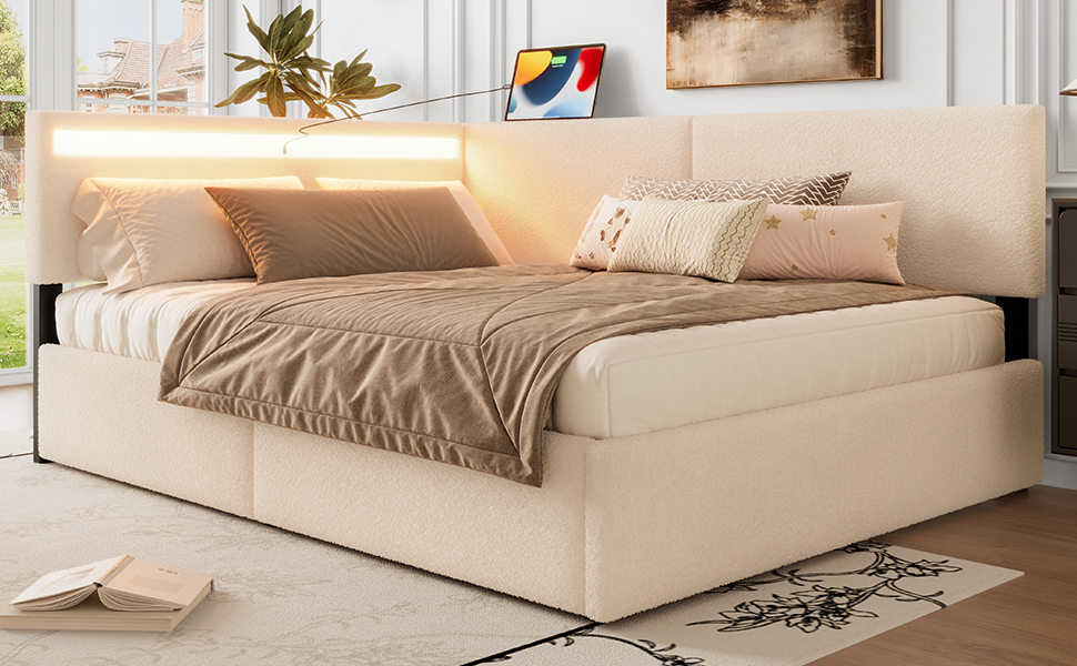 Twin Size Boucle Bed Frame