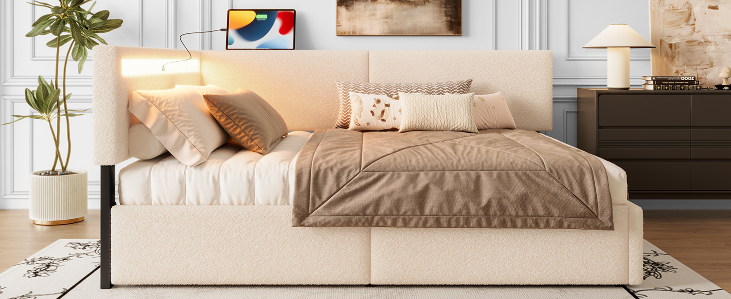 Twin Size Boucle Bed Frame