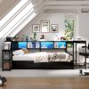 Twin Size Corner Bed Frame With Bookcase And Underbed Storage Drawers