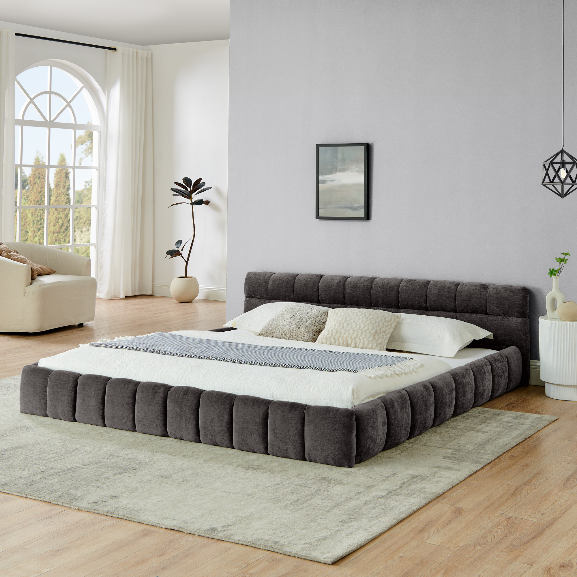 King Size Upholstered Bed Frame with Storage