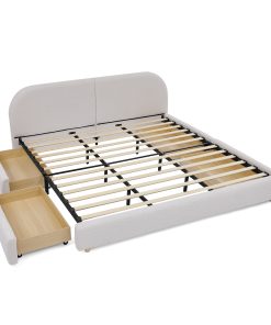 King Size Upholstered Bed Frame with Drawers