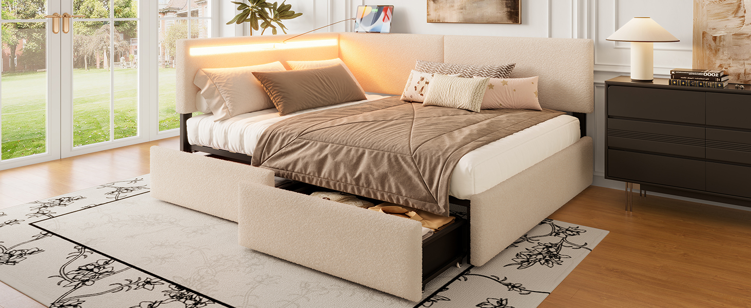 Twin Size Boucle Bed Frame