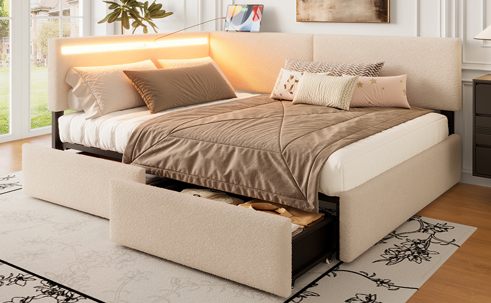 Twin Size Boucle Bed Frame