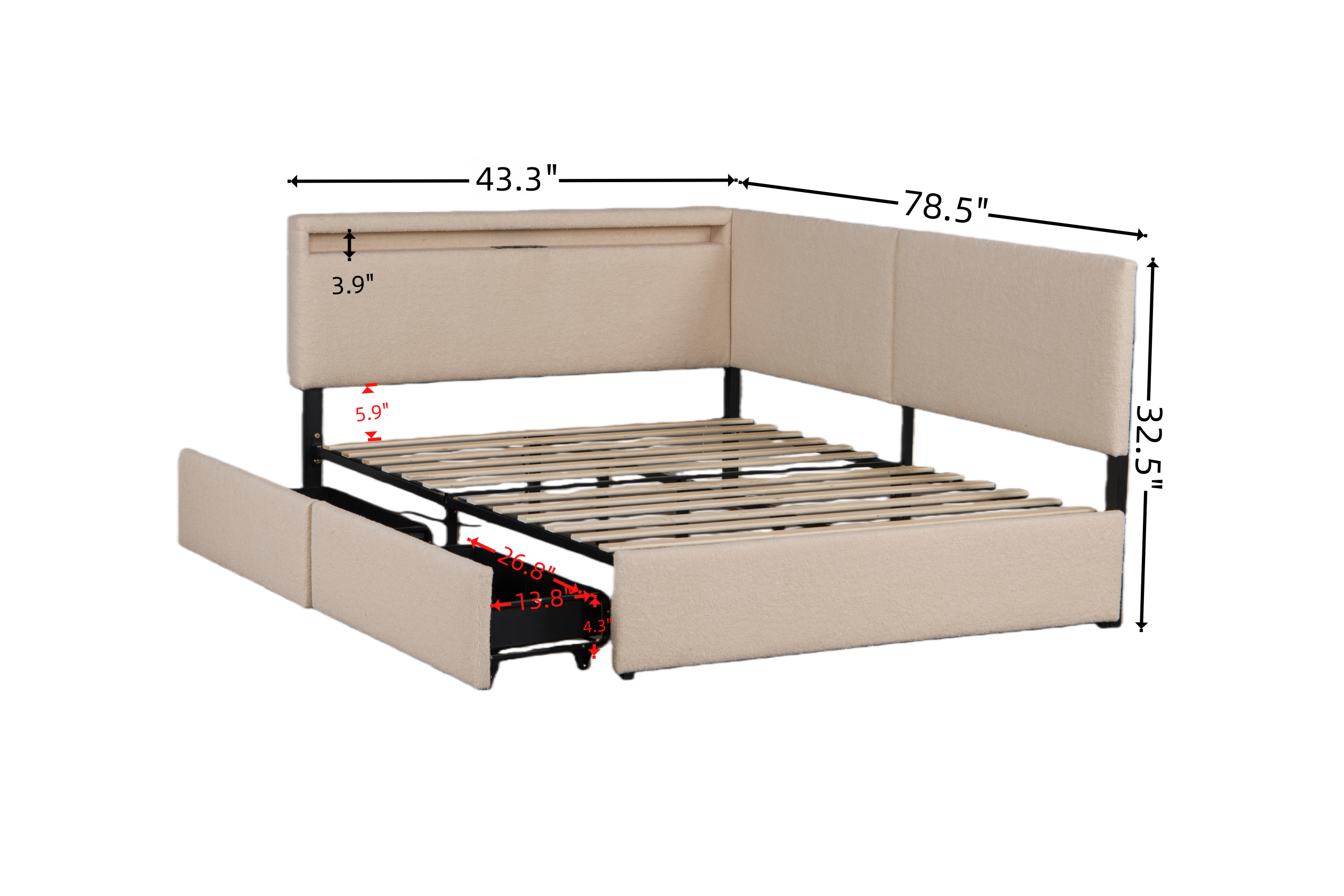Twin Size Boucle Bed Frame