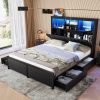 Queen Bed Frame with High Storage Headboard