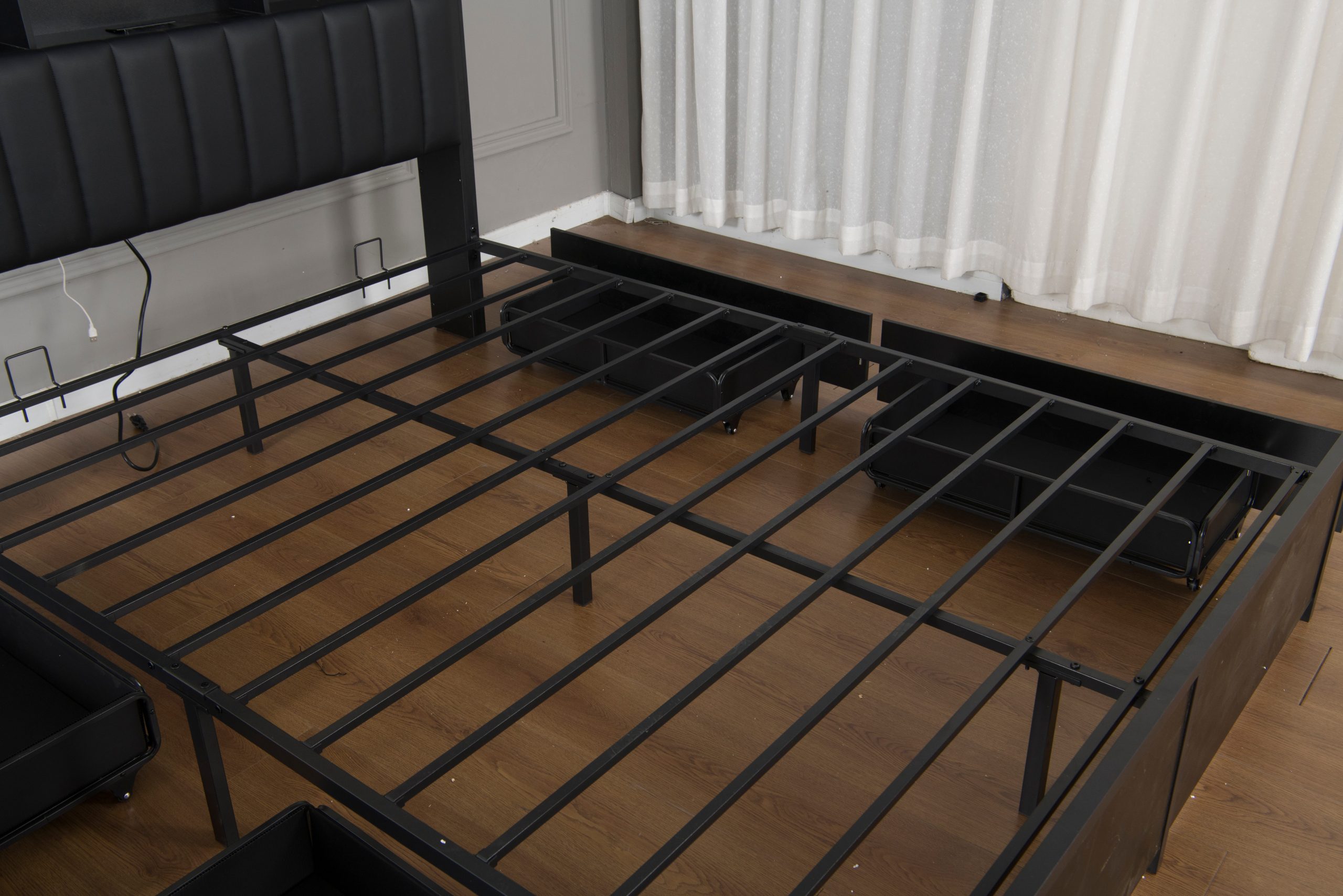 Queen Bed Frame with High Storage Headboard