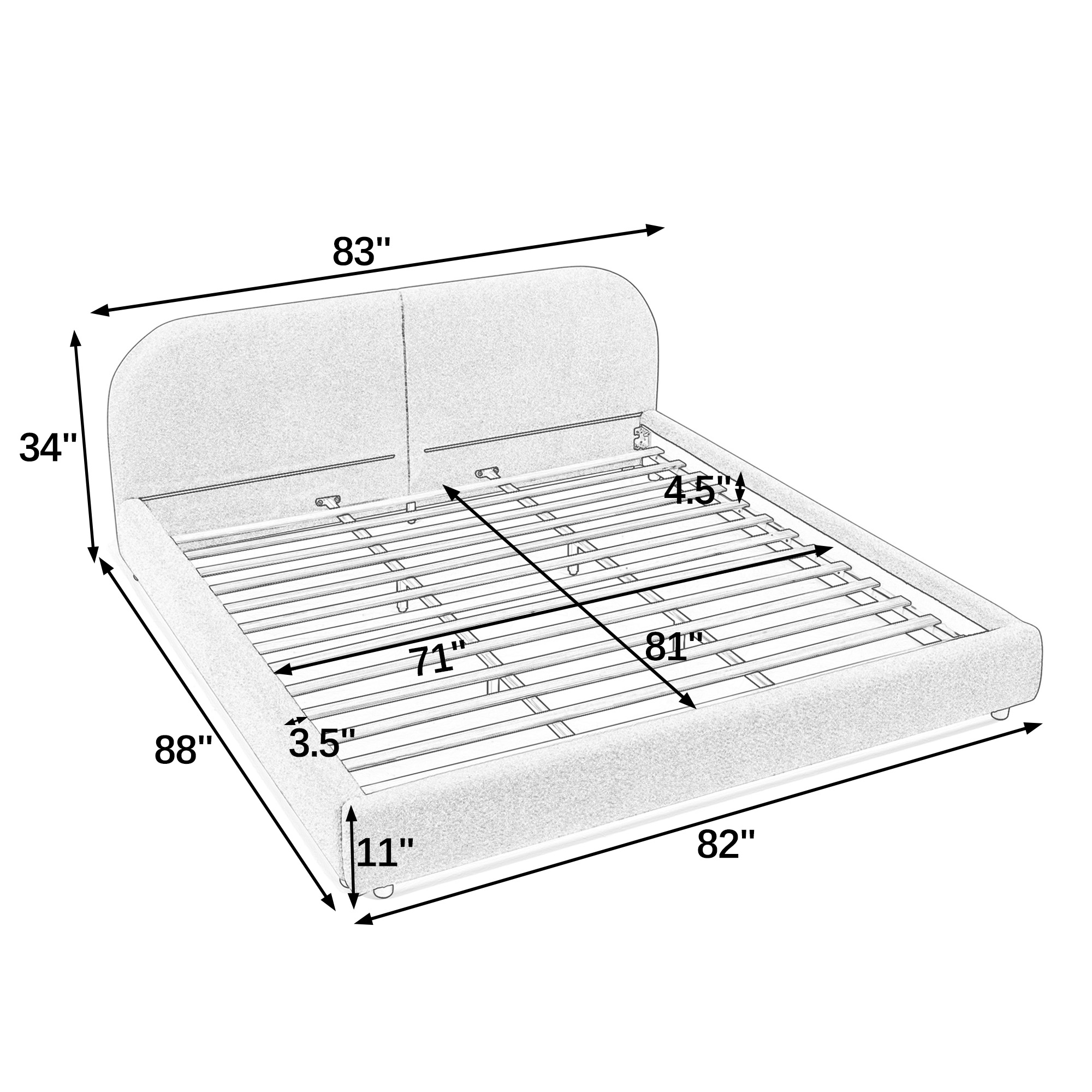 King Size Upholstered Bed Frame