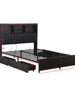 Queen Bed Frame with High Storage Headboard
