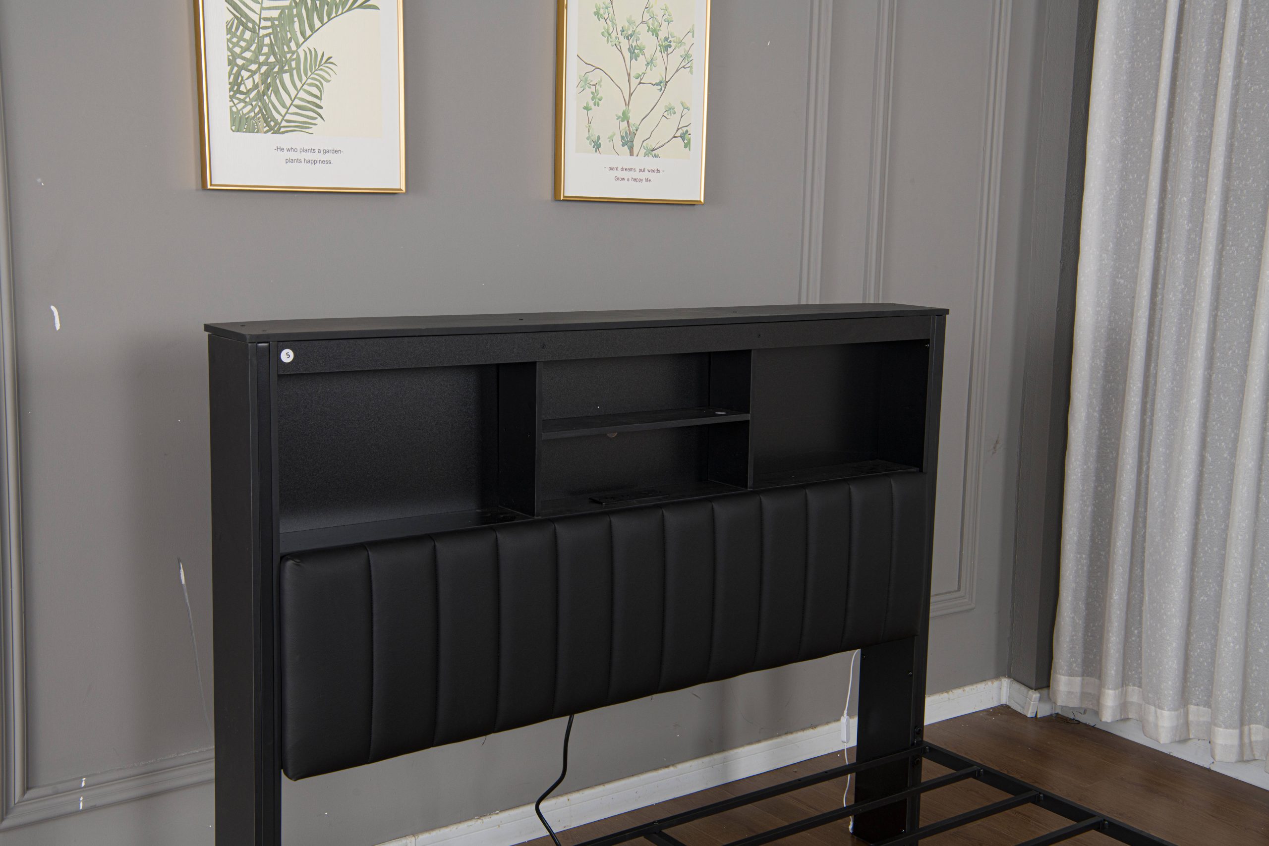 King Bed Frame with High Storage Headboard