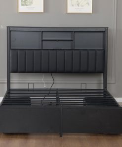 Queen Bed Frame with High Storage Headboard