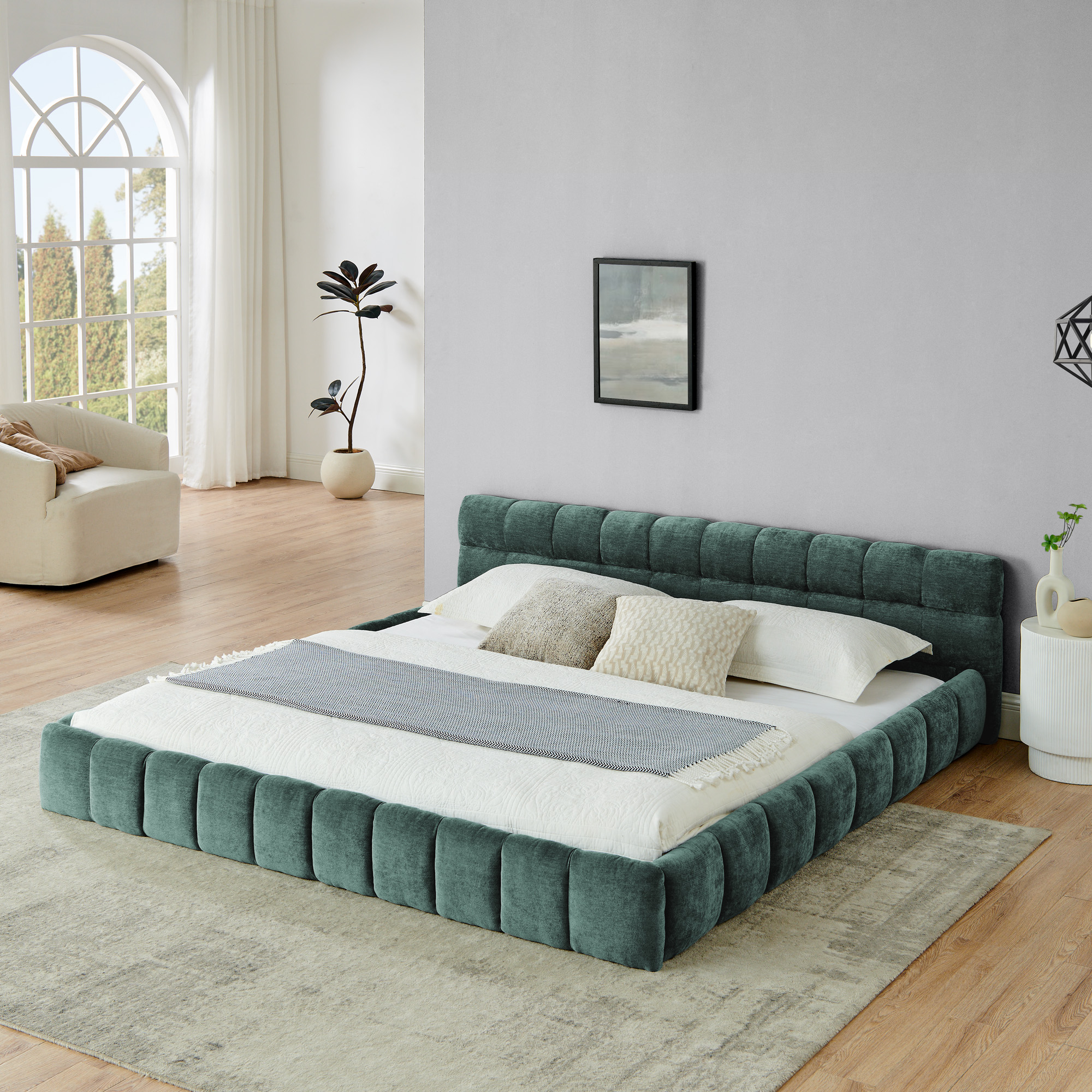 King Size Upholstered Bed Frame with Storage