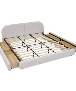 King Size Upholstered Bed Frame with Drawers