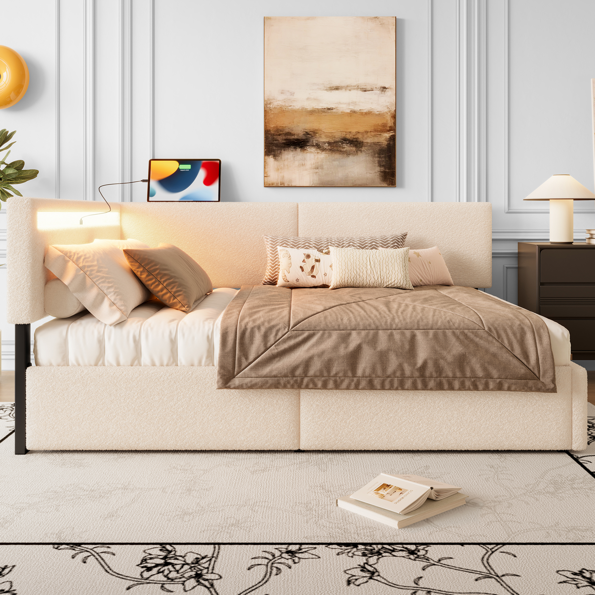 Twin Size Boucle Bed Frame