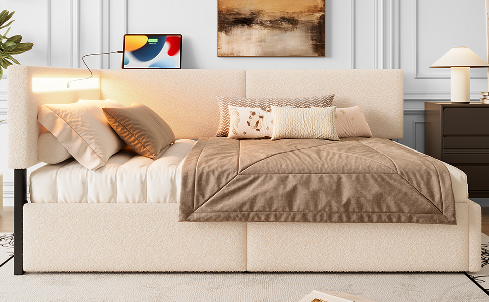 Twin Size Boucle Bed Frame