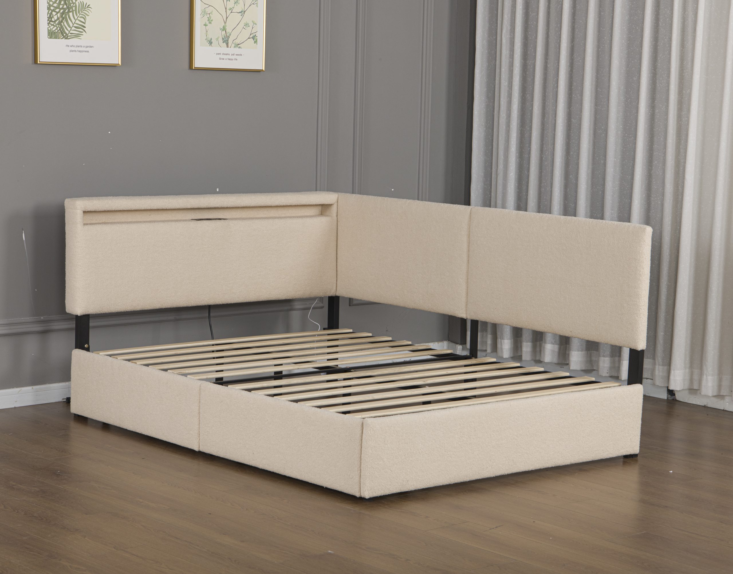 Twin Size Boucle Bed Frame