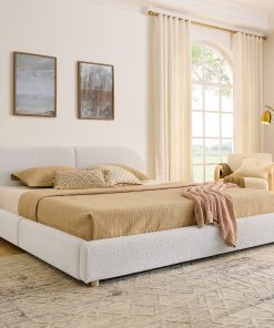 King Size Upholstered Bed Frame with Drawers