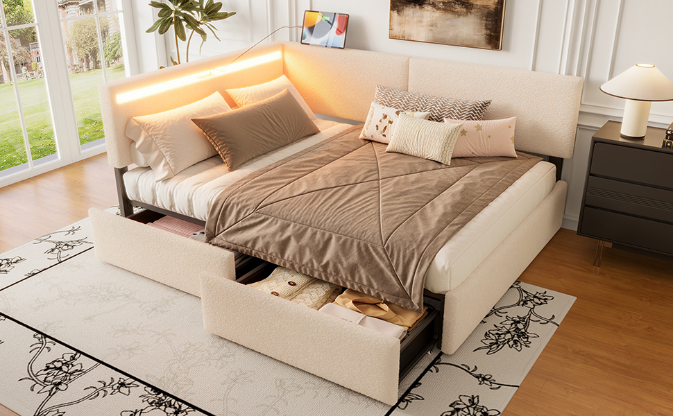 Twin Size Boucle Bed Frame