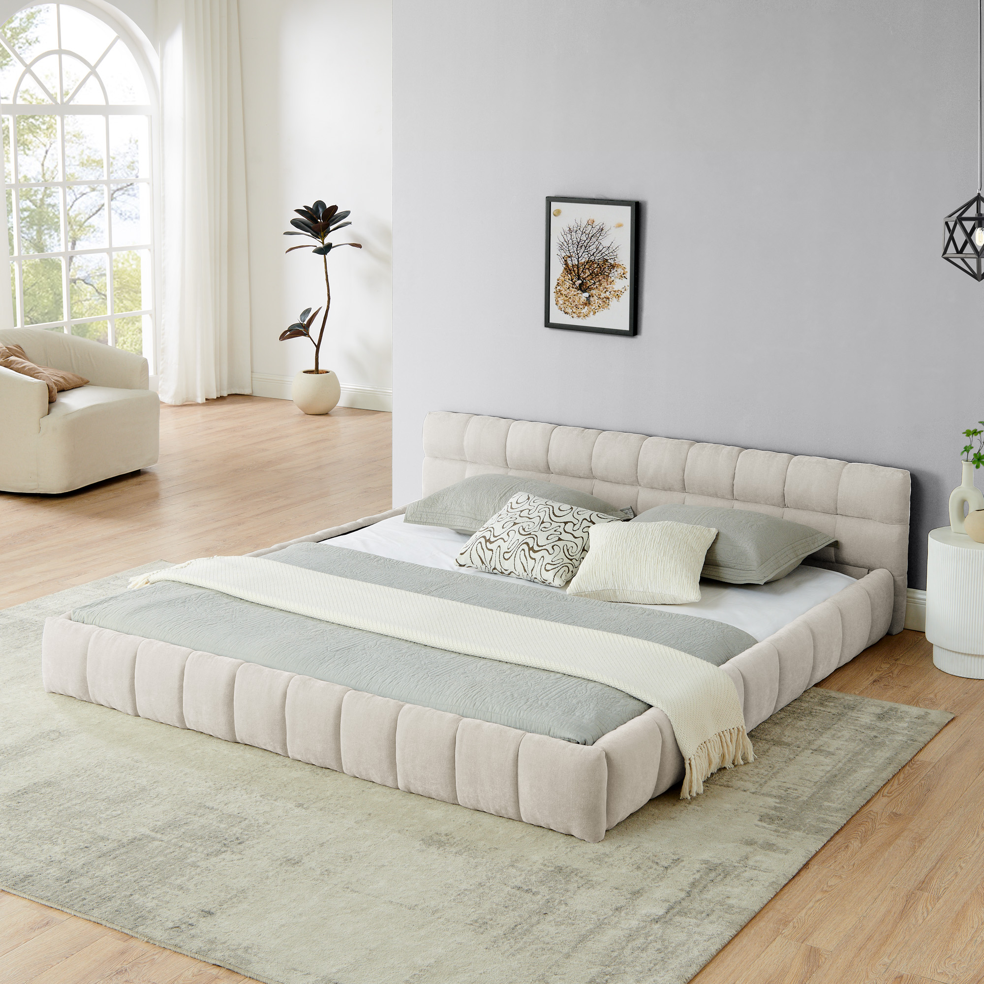 King Size Upholstered Bed Frame with Storage