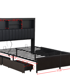 King Bed Frame with High Storage Headboard