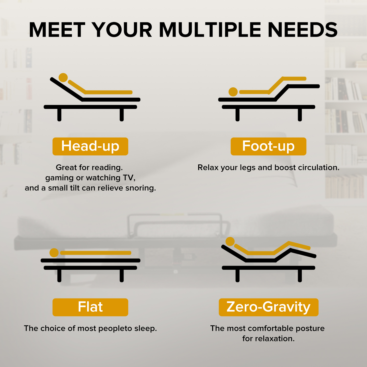 Queen Bed Frame with Head and Foot Incline