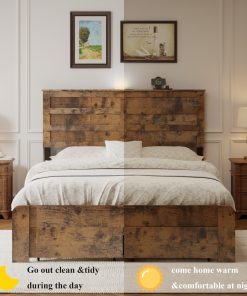 Full-Size Bed Frame With 2 Storage Drawers And 2 USB Ports