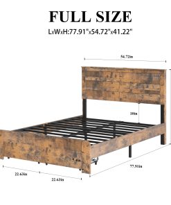 Full-Size Bed Frame With 2 Storage Drawers And 2 USB Ports