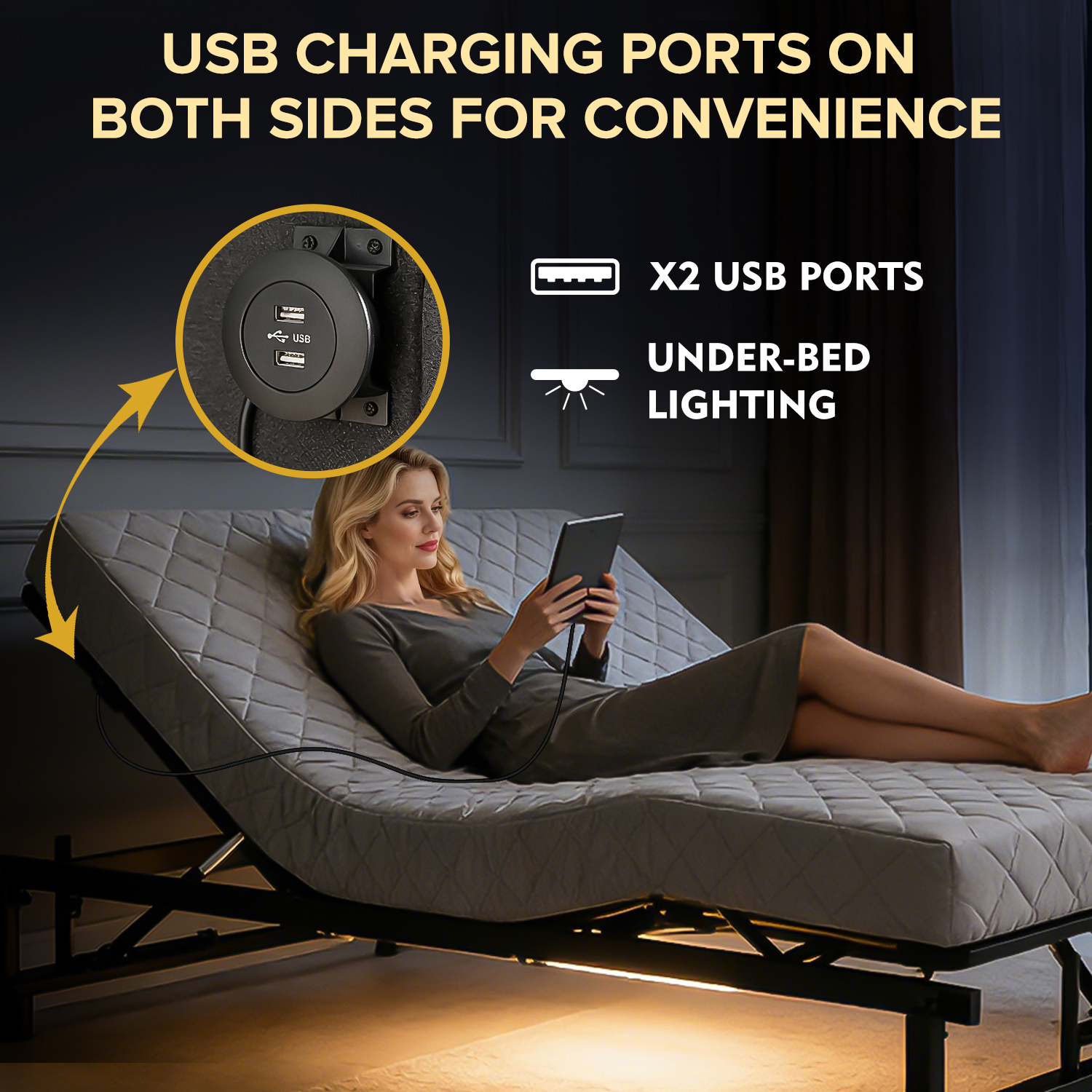 Queen Bed Frame with Head and Foot Incline