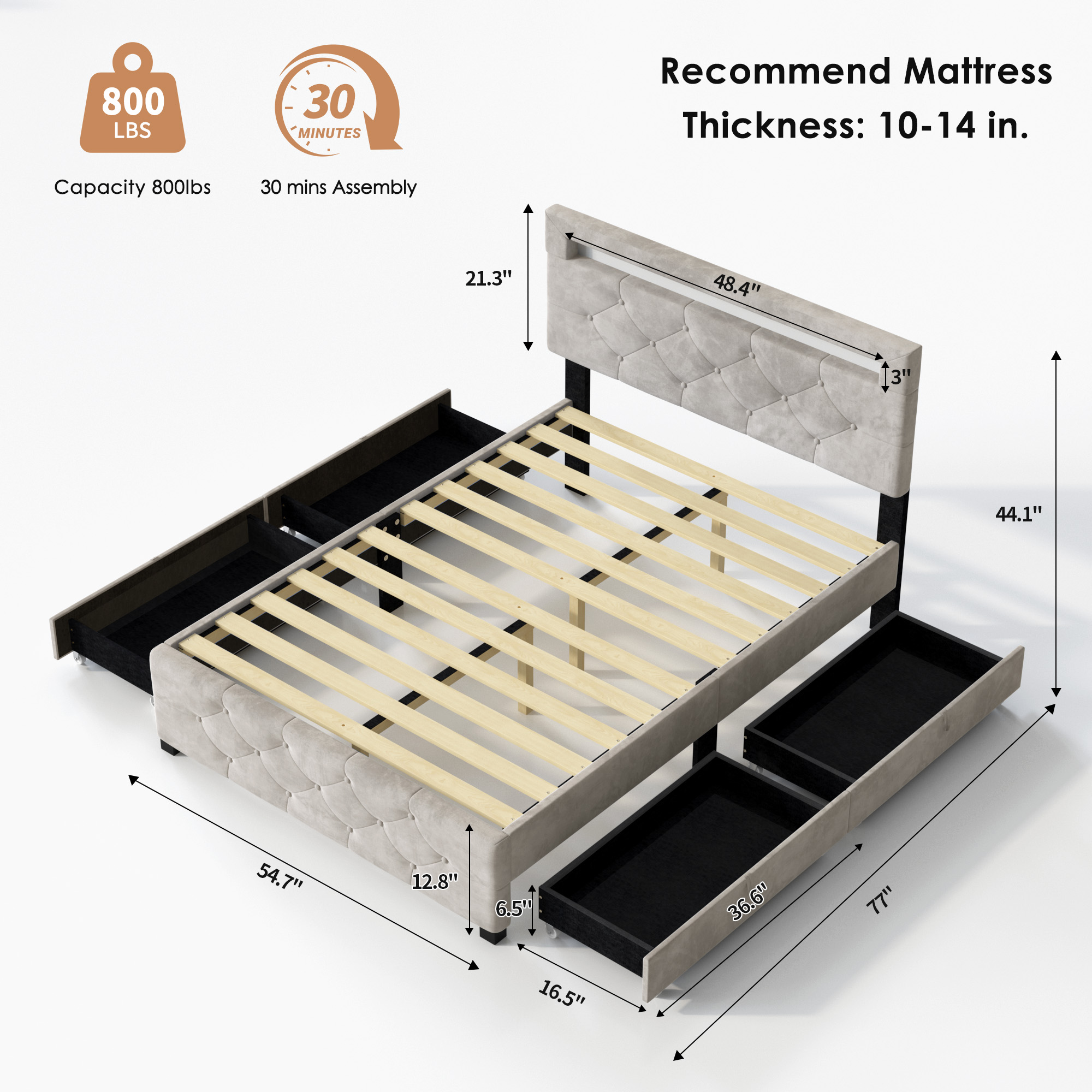 Full Size Upholstered Platform Bed