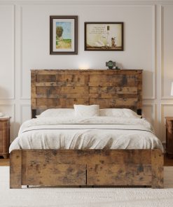 Full-Size Bed Frame With 2 Storage Drawers And 2 USB Ports