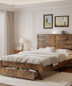 Full-Size Bed Frame With 2 Storage Drawers And 2 USB Ports