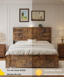 Queen-Size Bed Frame With 2 Storage Drawers And 2 USB Ports