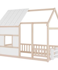 Twin Size House Floor Bed With 7 Colors LED Light