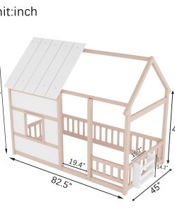 Twin Size House Floor Bed With 7 Colors LED Light