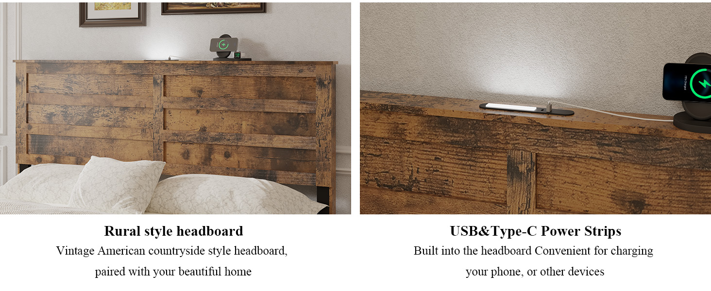 Full-Size Bed Frame With 2 Storage Drawers And 2 USB Ports