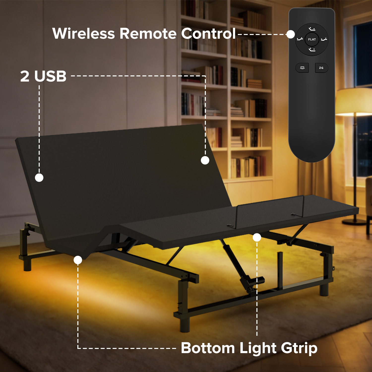 Queen Bed Frame with Head and Foot Incline