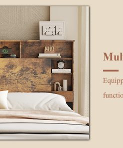 Wood Full Bed Frame with Storage Headboard