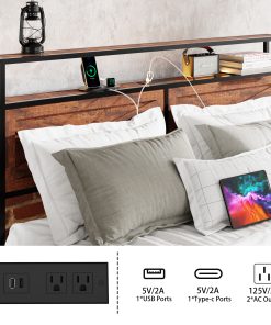 Queen Bed Frame with Storage Headboard and 12 Drawers LED Lights