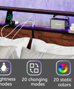 Queen Bed Frame with Storage Headboard and 12 Drawers LED Lights